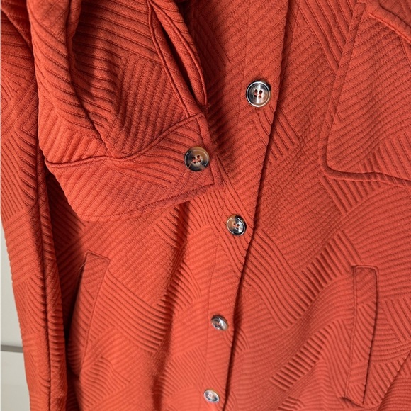 NWT Orange Textured Button-Up Shacket SZ XL; Tonal Geometric Pattern - Picture 4 of 11